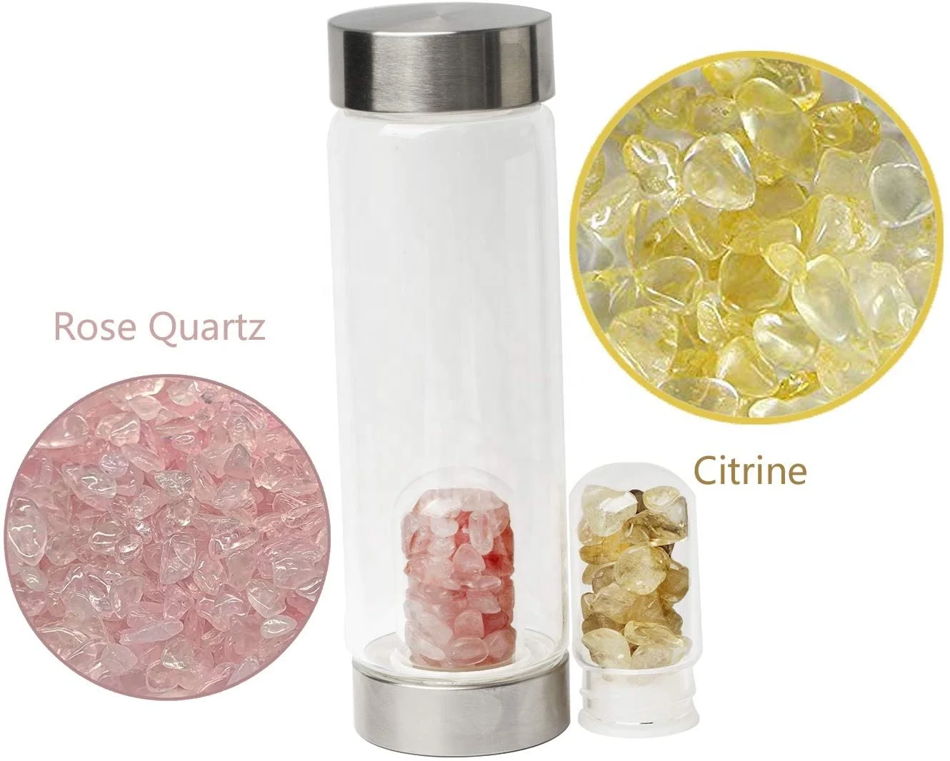 New Energy Crystal Gem Stone Drinking Water Infused Bottle Glass Bottle