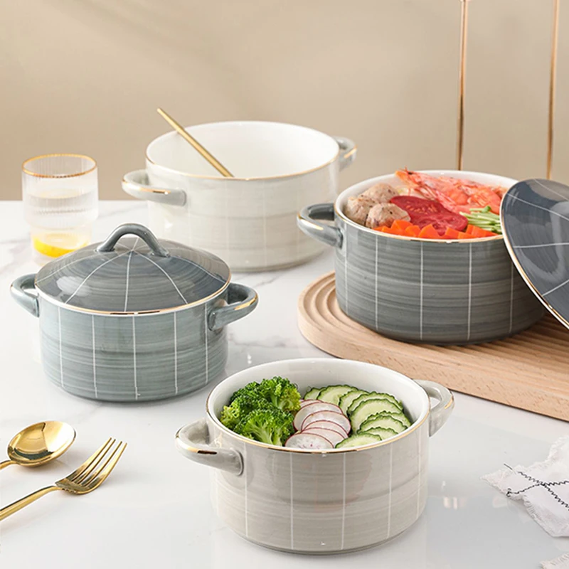 OSBORN European Style Phnom Penh Dinnerware Set Soup Pot Ceramic Stockpot  with Porcelain Handles