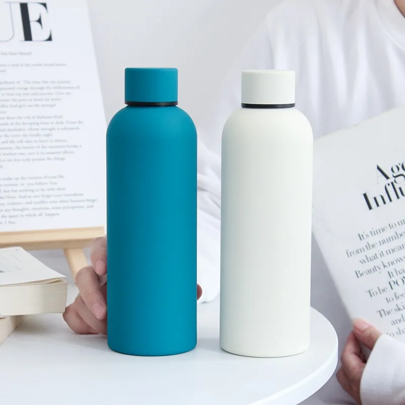 Hot Sale Matte Paint 500ml Thermos Vacuum Flask 304 Stainless Steel Small Mouth Insulated Cup Outdoor Sports Water Bottle