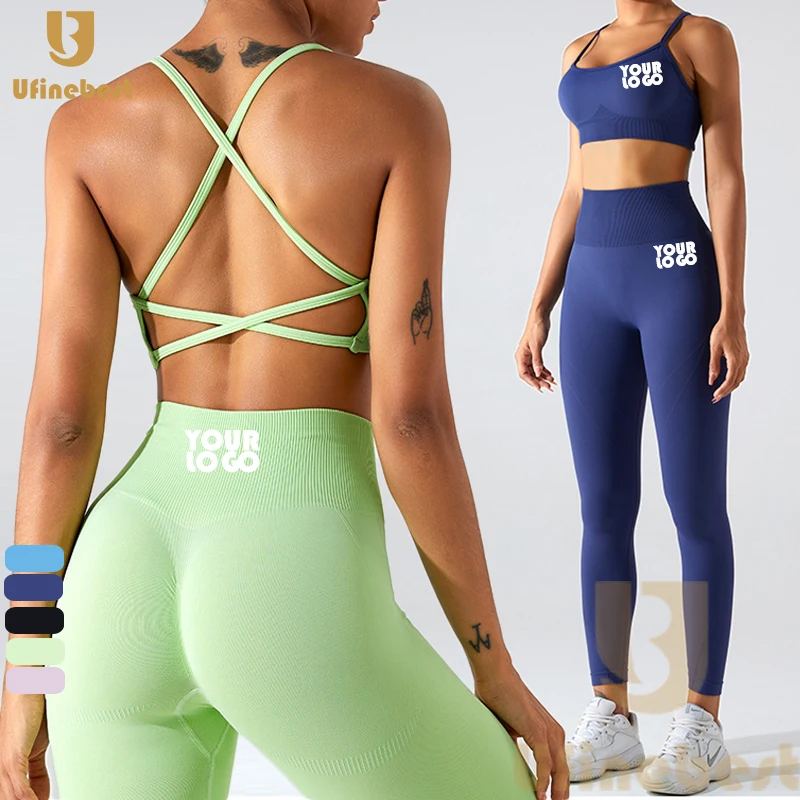 Customs sport bra top gym fitness sets Sportswear Trending Gym Clothes Women legging Workout Two Piece Yoga Sets
