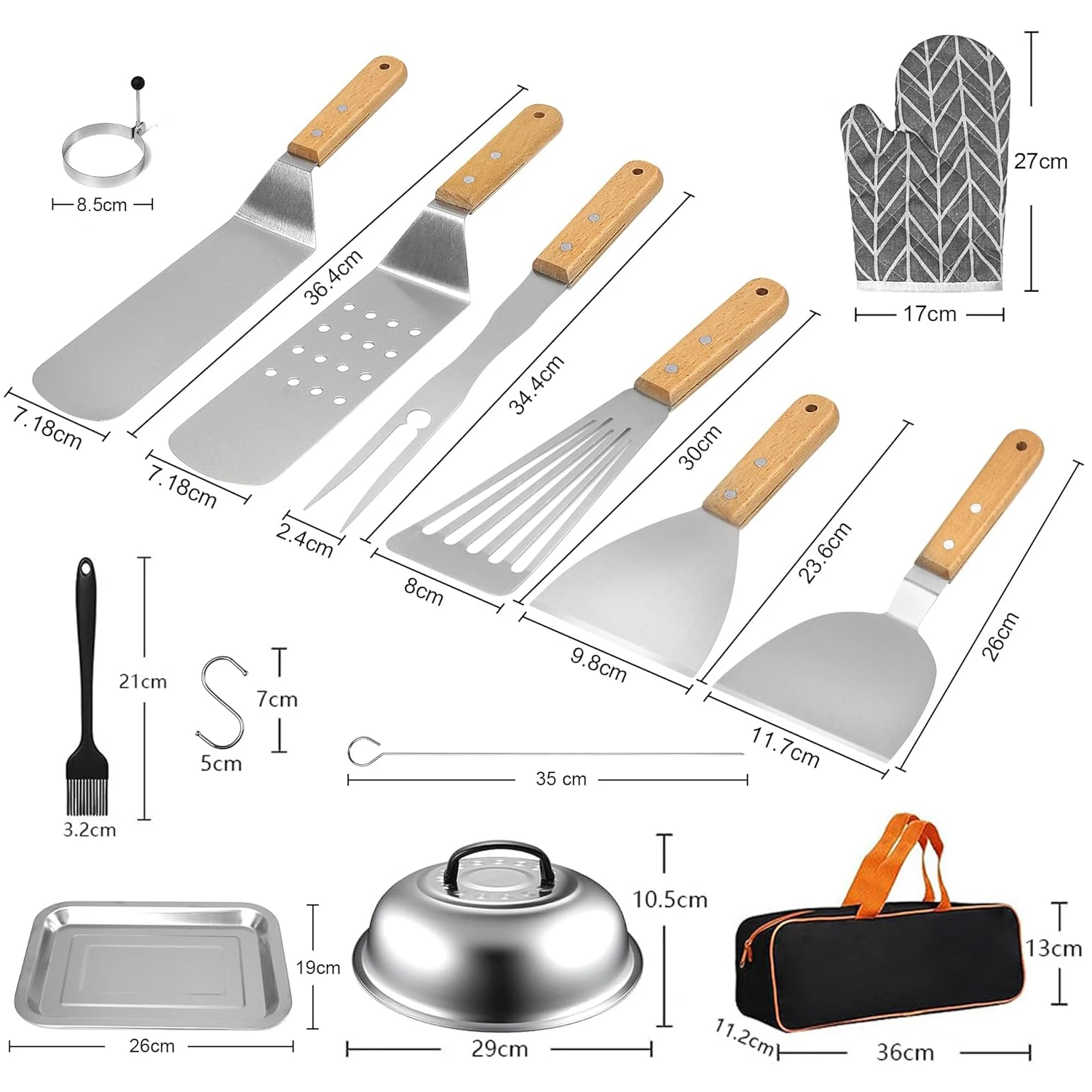 Hot Sale Stainless Steel Outdoor Barbecue Tools Set Teppanyaki Spatula BBQ Grilling Tools Camping Kitchen Tools Set