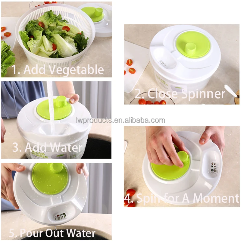 Quick Dry Hand Spinning Drainer Basket Colander Fruit Dehydration Lettuce Dehydrator Vegetable Spinner Machine Salad Dryer