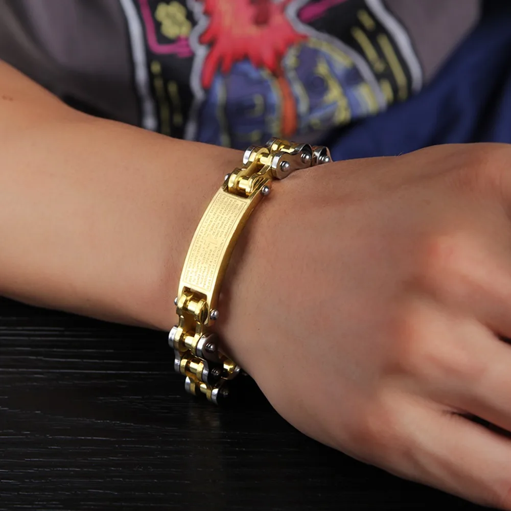 Amen Padre Jesus Religious Classic Mexico Bike Stainless Steel Bracelet