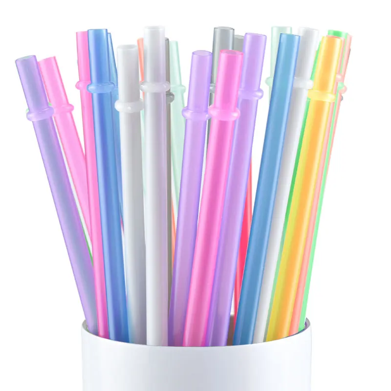 Rainbow Colored Reusable Tritan Plastic Replacement Straws for 20 OZ 30 OZ Tumblers Set of 10 Pcs Drinking Straws