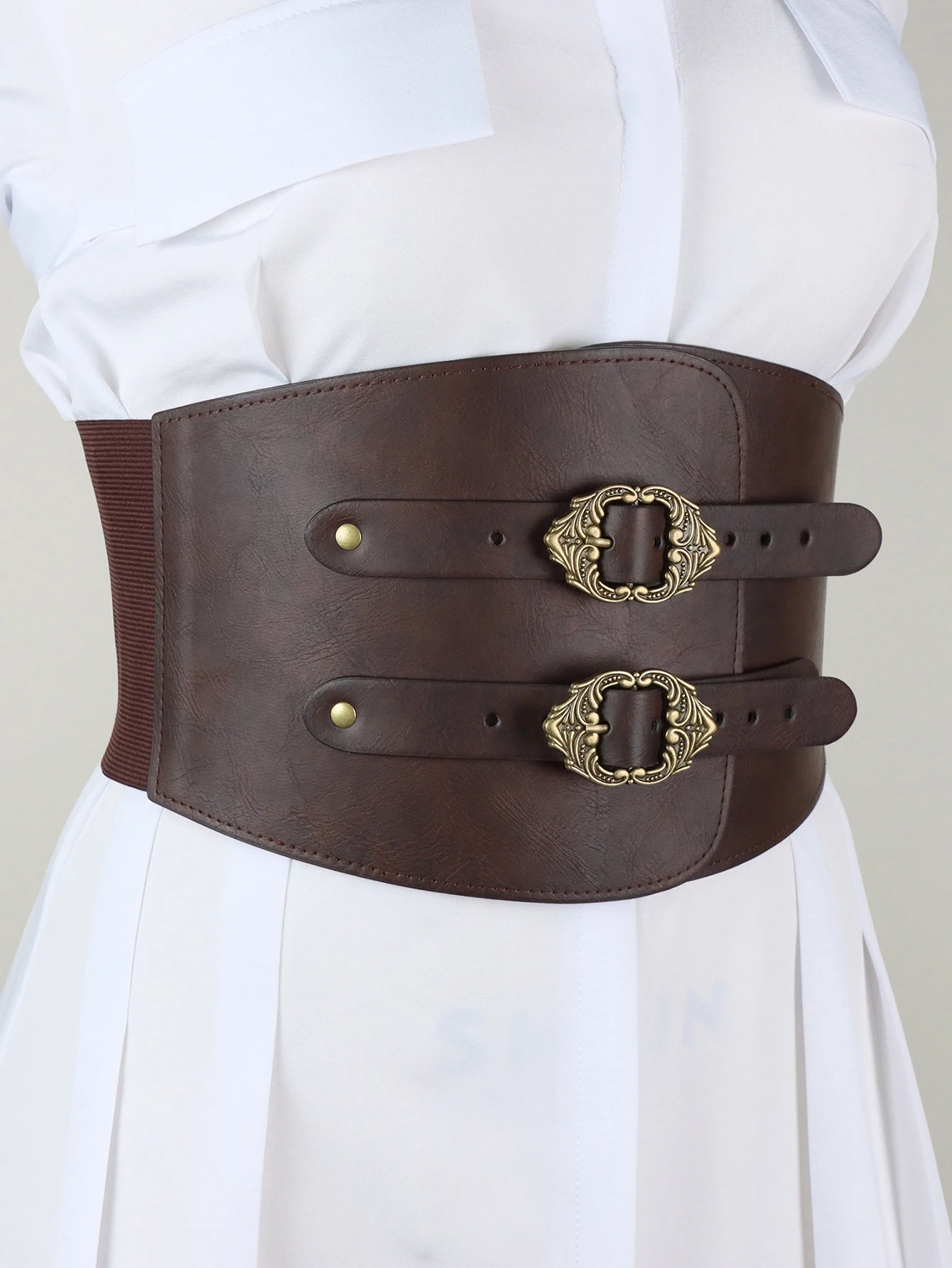 Viking Knight Belt Retro Style Cosplay Prop PU Leather Armor Belt Game Party Rivet Dark Brown Medieval Belt