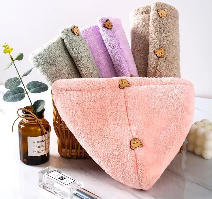 High quality women hair turban towel fast dry solid color absorbent hair drying towel for salon