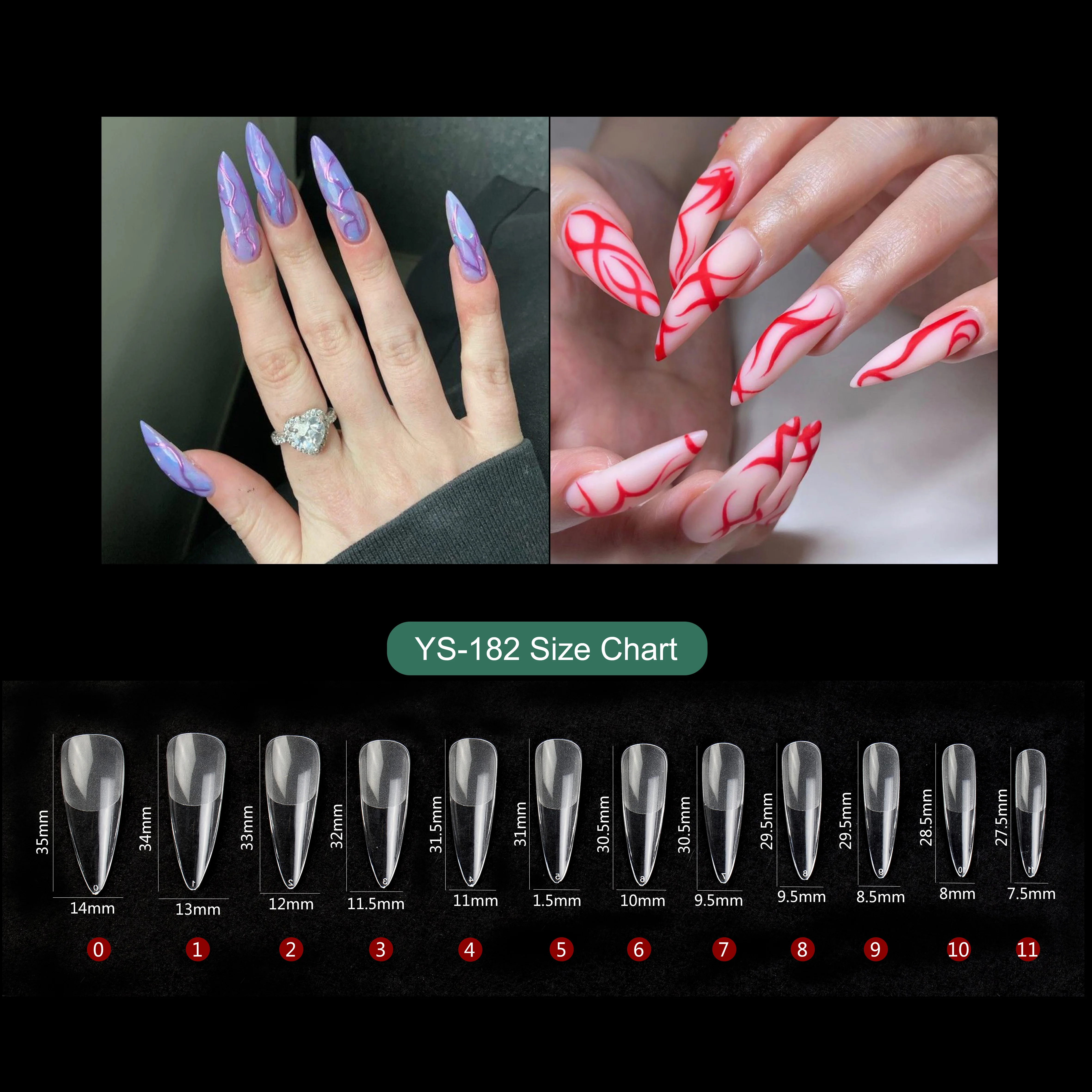 Low Moq high quality 12 sizes press on nail gel tips