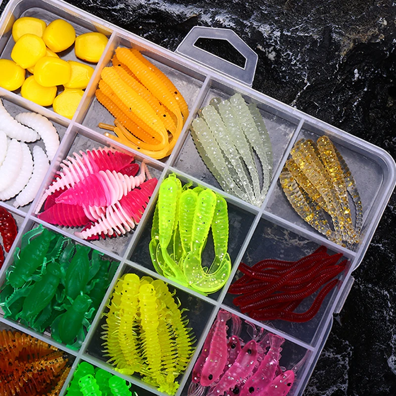 WEIHE 191pcs Soft Lure Kit soft fishing lure combo multi style pvs baits tackle box fishing combo