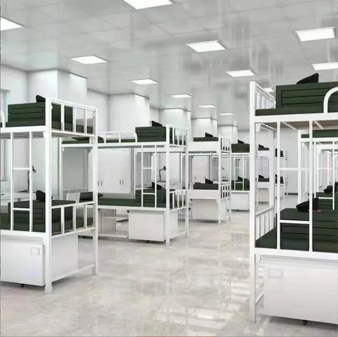Adult Capsule Bunk Bed for Hostels Steel Metal School Student Dorm Bunk Bed Cheap Strong Army Military Dormitory Loft Bed Frame