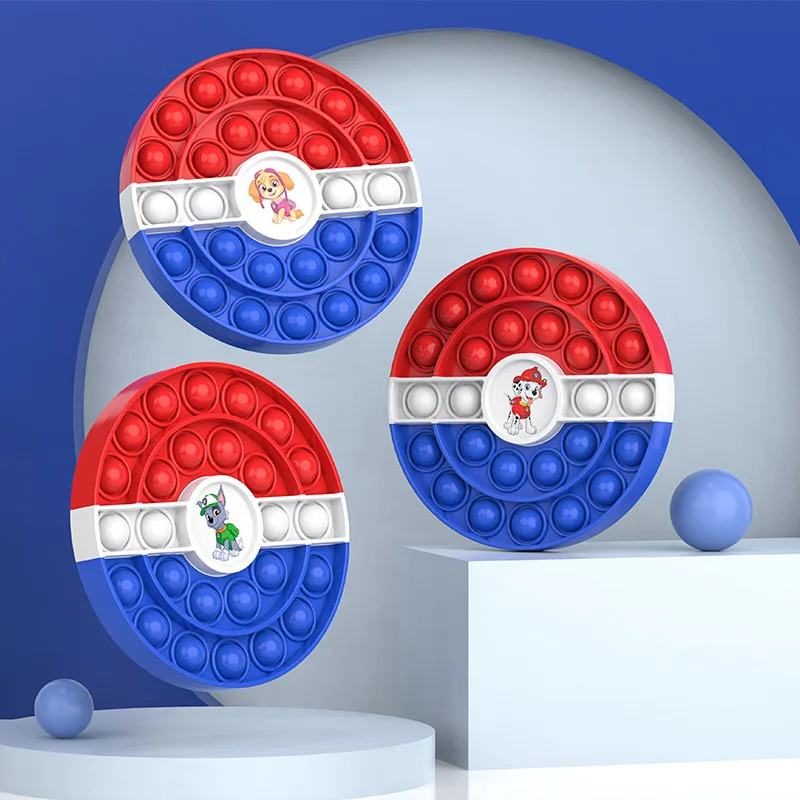 Kids Offset Printing Animated Character Paw Patriol Dogs Popit Push Bubble Fidget Sensory Toy Decompression Game Toy