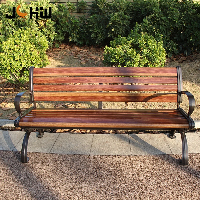 Hot sale metal wooden park bench outdoor garde street bench with cast aluminum leg