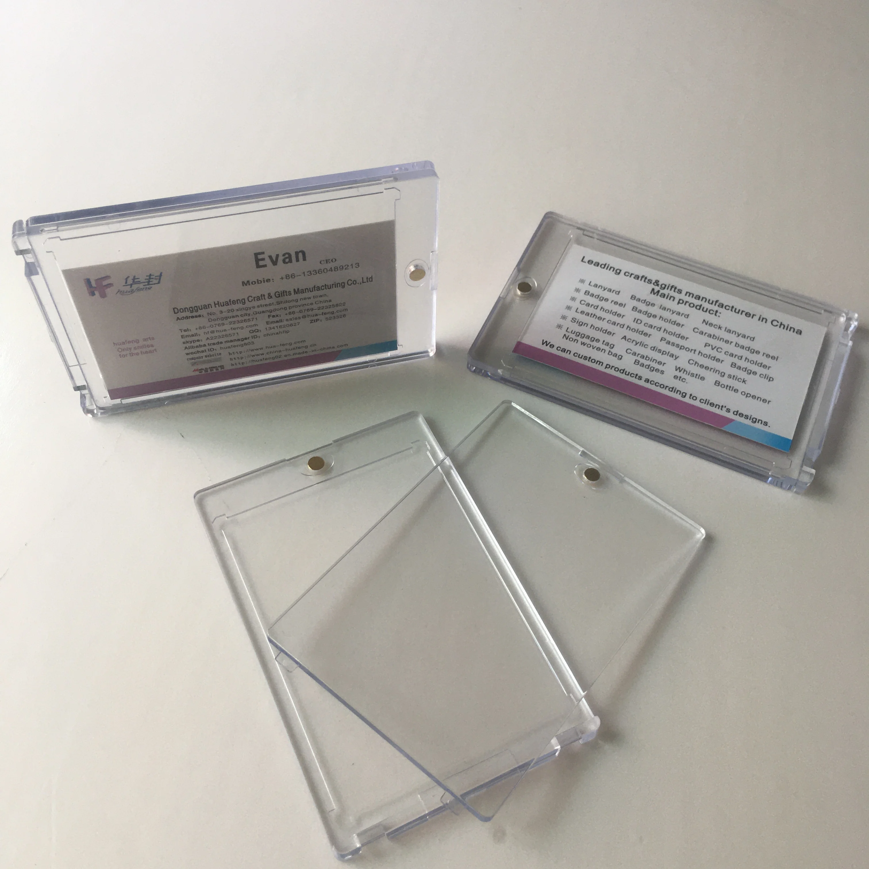 High Quality One Touch Acrylic 35Pt Uv Magnetic Clear Credit Card Case Tranaparent Id Name Card Holder