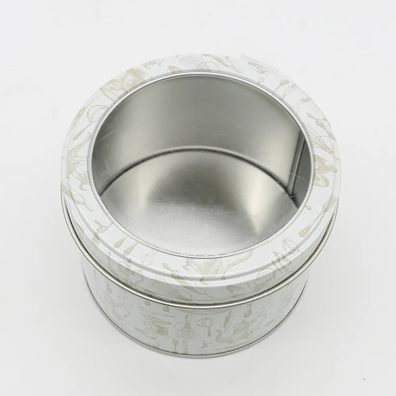 Portable Tinplate Round Tins Cans Custom Printed Luxury Mini Small Suger Coffee Tea Can Canister Tin Box Transparent Cover