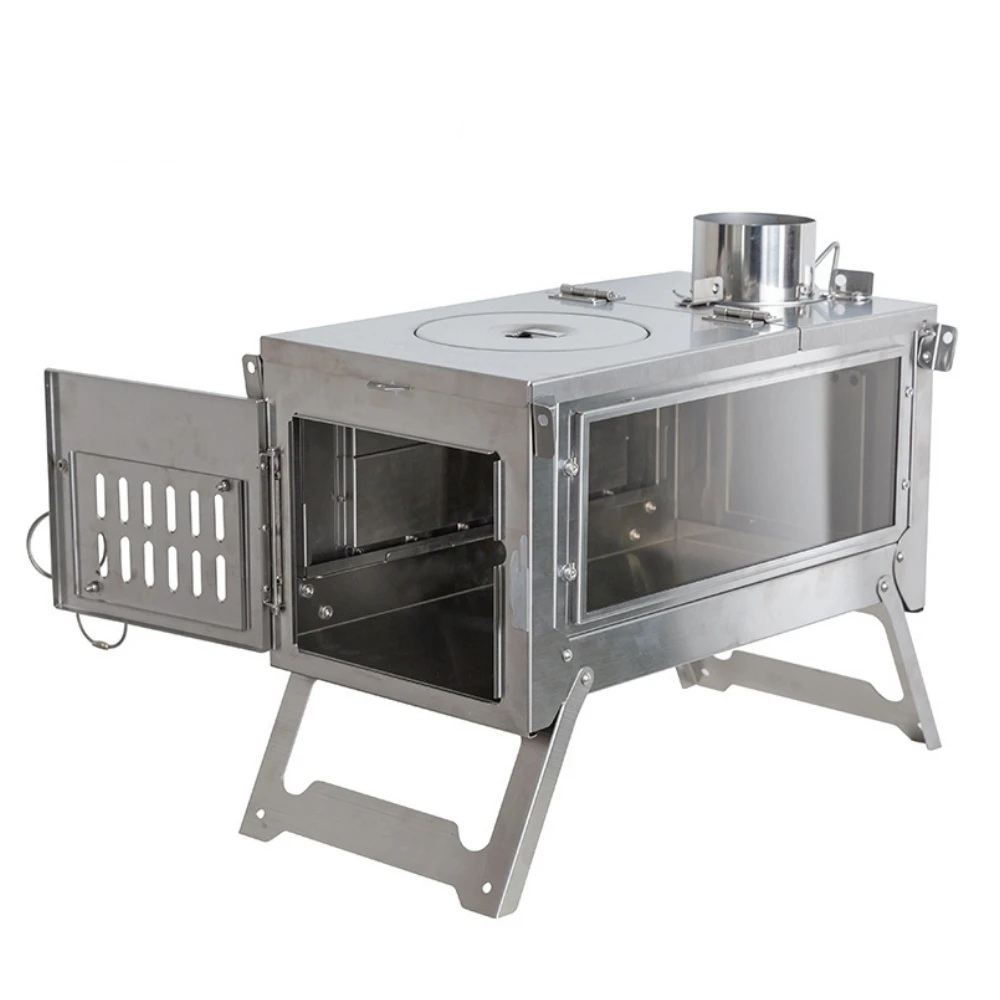 Portable Barbecue Grill  Camping Wood Stove Folding Fire Wood Heater For Winter  stainless steel Tent Stove