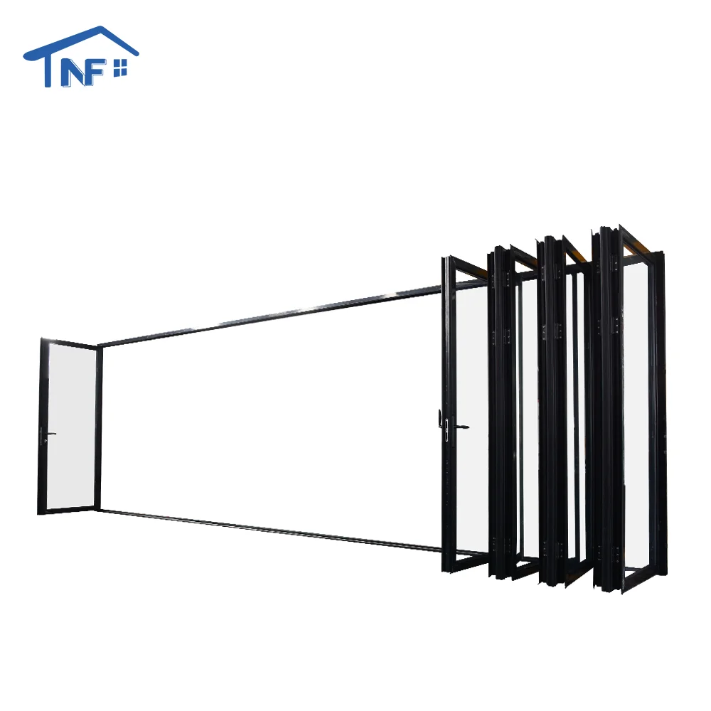 Foshan NF aluminum alloy black accordion door US Canada standard double glass bifolding doors