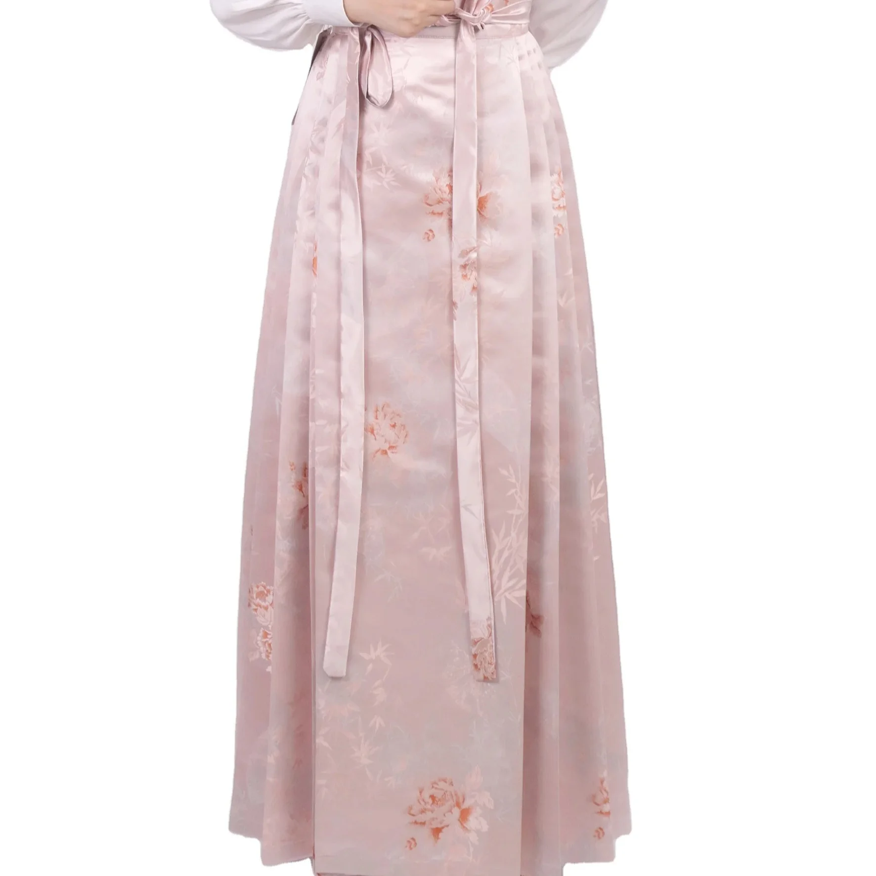 New Chinese Light National Style Modified Pink Horse Face Skirt Set 2024 New Cool Zen Skirt  Hanfu Song Jin horse face skirt