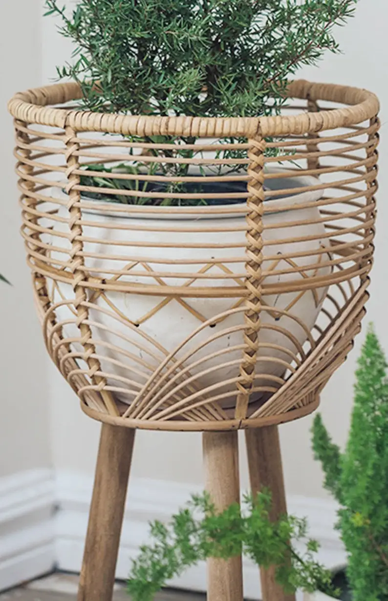 2022 Wholesale woven rattan flowerpot handmade hanging flower pots flower pots rattan eco-friendly plant pot