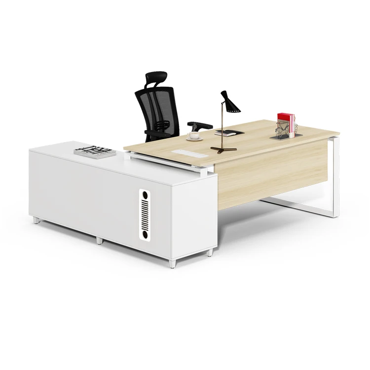 High End Mdf Wooden 1600 mm Ceo Office Executive Table With Side Cabinet