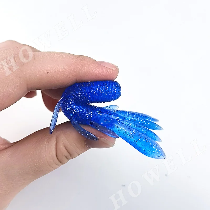 HOWELL 80MM 6.4G Mixed Color Shiner PVC Soft Worm Lure Shrimp Bionic Soft Plastic Fishing Baits