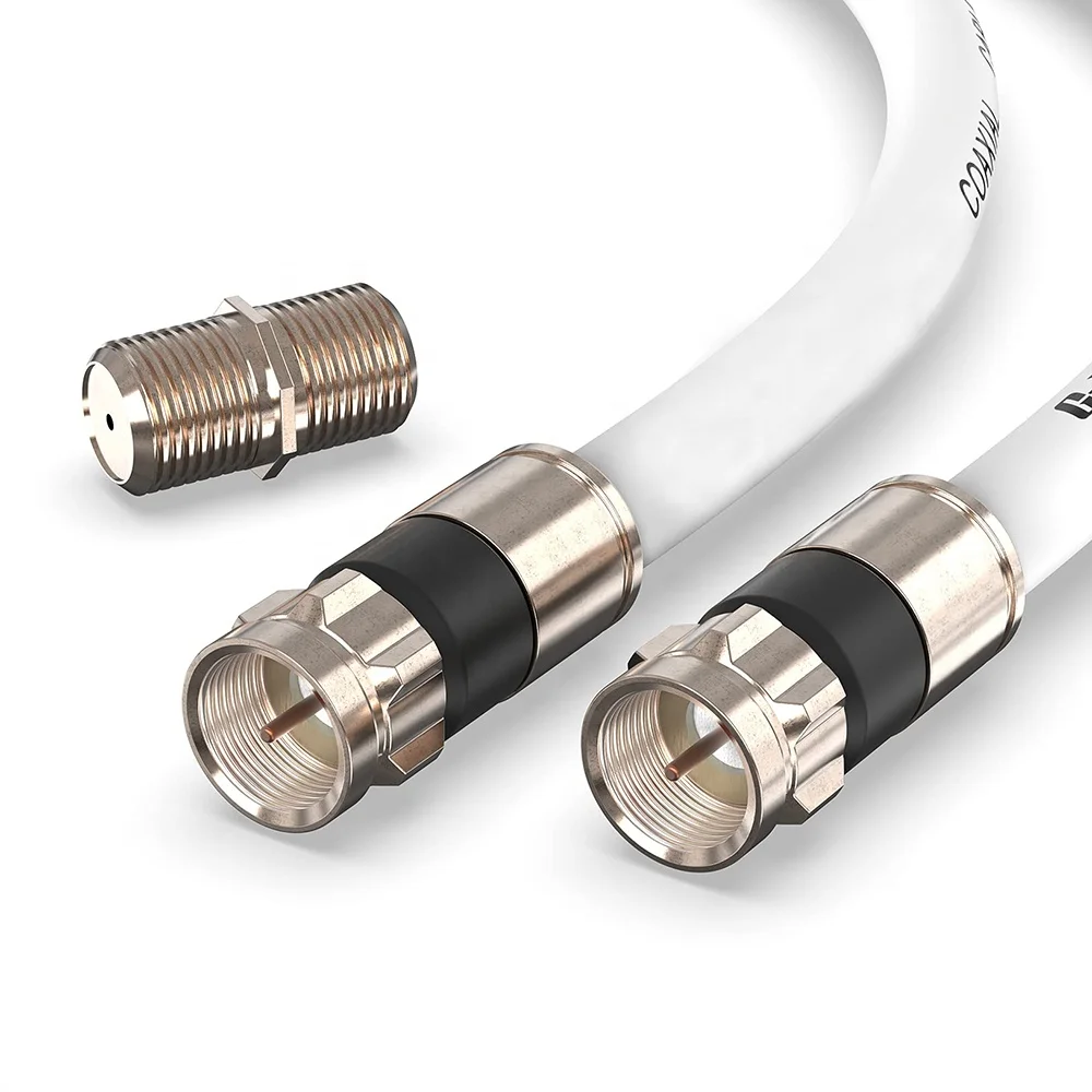 Low Loss RG59 RG11 Rg6 Coax Cable Cord Extender For HD TV 3Ft RG6 Patch Cable Black Coaxial Cable 75 Ohm With F Connector