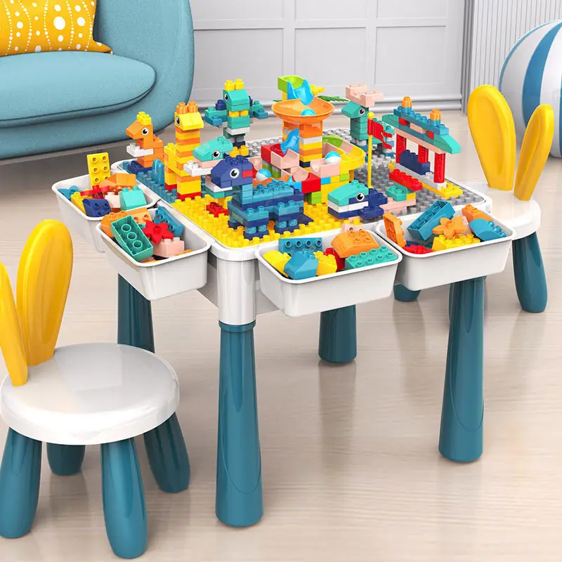 Classic Kids Toy Diy Educational Toy Building Block Chair Set Building Block Table And Chair For Boys And Girls