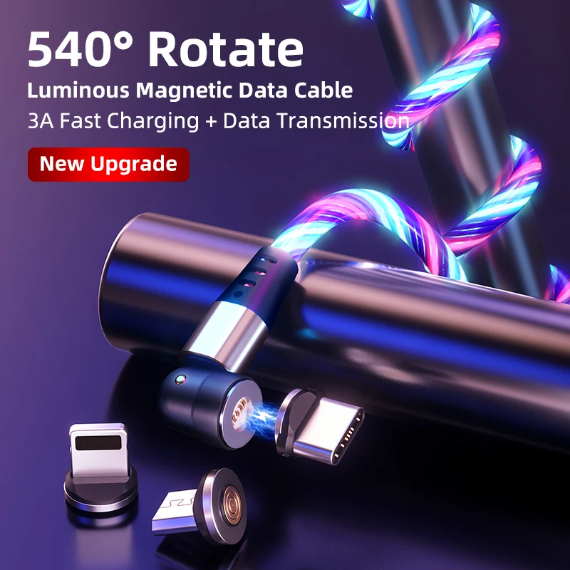  Магнитный зарядный usb-кабель 3 А 1 м 2 вращающийся на 360
