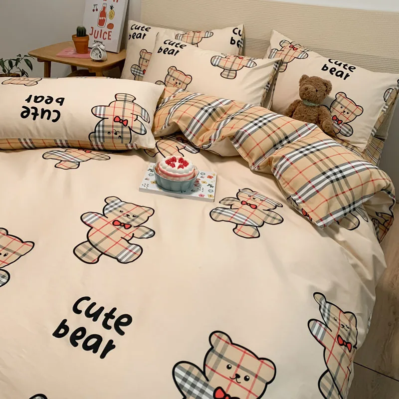 Net red style plus velvet cotton hotel bedsheet set cotton bedding duvet quilt