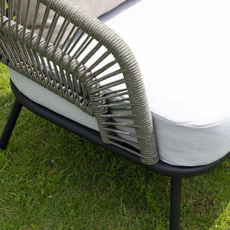 Luxury outdoor lounge chair garden furniture weaving rope chair