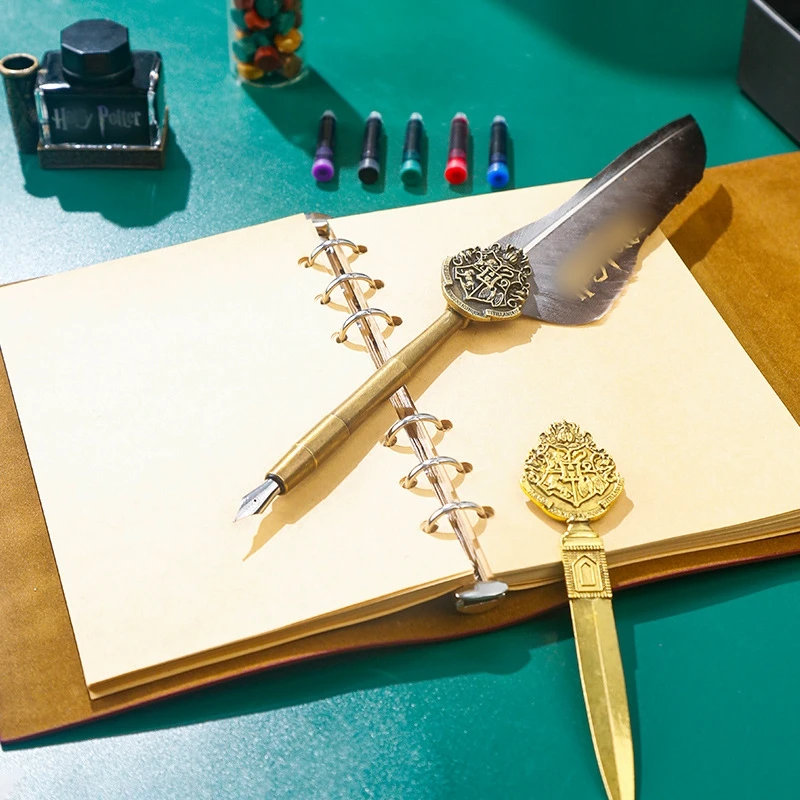 Hot Selling Vintage Quill Feather Pen Wooden Calligraphy Dip Pen Glass Pen With Ink Sealing Wax Stamp Gift Set