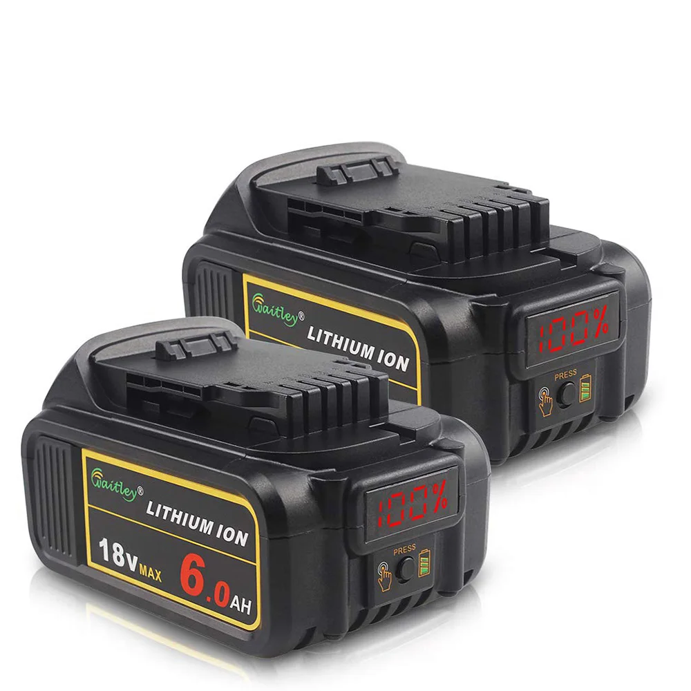 Waitley DCB200 18V 6Ah replaceable Li-ion battery compatible with Dewalt 18 Volt MAX XR power tools lithium Batteries