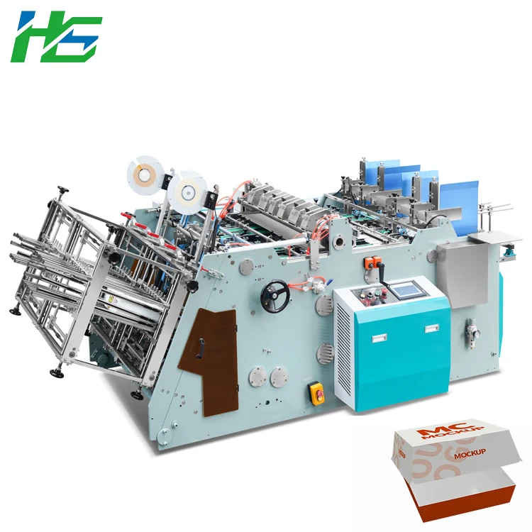 Automatic Corrugated Carton Medicine Cosmetics Sweet Pizza Cake Lunch Fast Food Packaging Paper Box Forming Making Machine