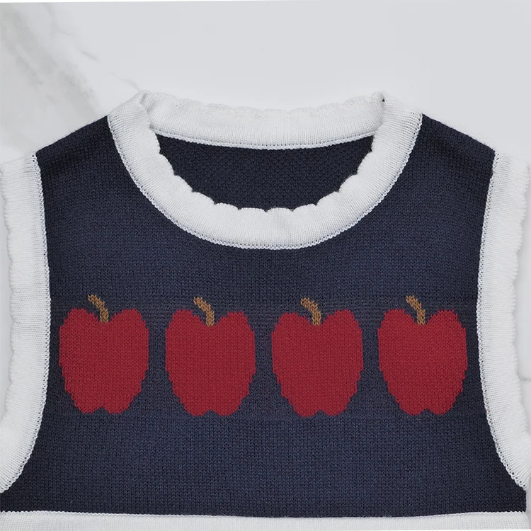 OEM Fashion Cute cotton Sleeveless Knitted Christmas sweater dresses for baby girls