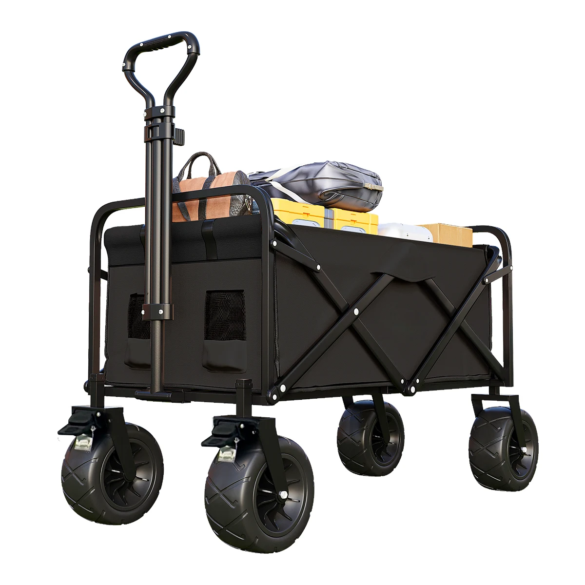 Wholesale Portable Folding Wagon with Brakes Versatile Beach Truck Cart for Camping and Outdoor Activities