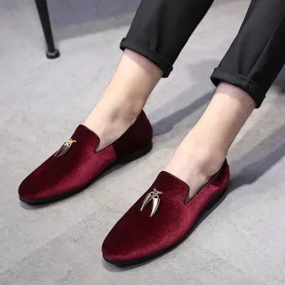 Wholesale Slip-On men dress shoes velvet black blue loafer shoes ZJ490