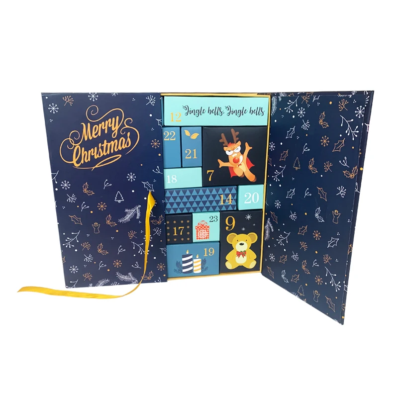 Luxury Custom  Cardboard Christmas  Red Makeup Packaging  Dog snacks Advent Calendar Box 24 day