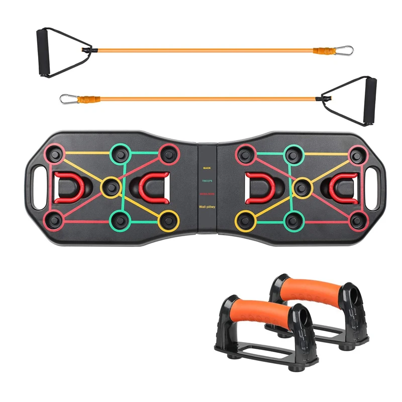 Push Up Board System With Resistance Bands Workout Push up Stands Multifunction Body Shaping Exercise Tools Push Up Training