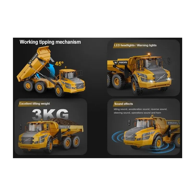 1/20 DOUBLE E Articulated Hauler Dump Truck E591-003 2.4G 6x6 Metal Construction Dumper Truck