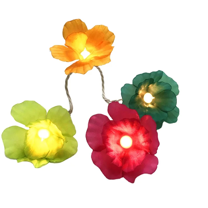 UL Approved 10 Count Multi Hibiscus Flower Light String Incandescent Bulb