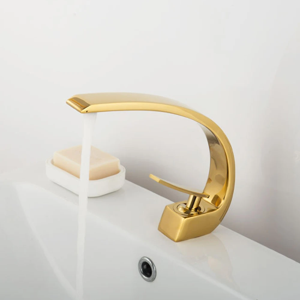 Ceramic silver single handle hand luxury sanitary moon shape water tap bathroom mixer basin faucet