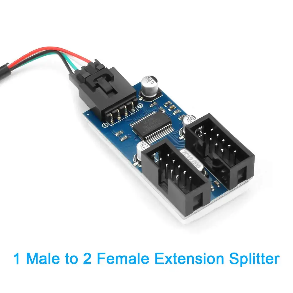 9pin USB Header мужской от 1 до 2 женщин расширение Splitter кабель HUB адаптер