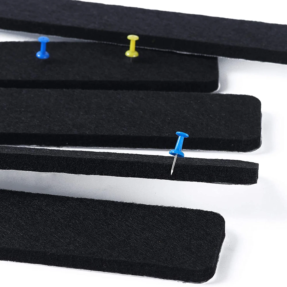 Upin 33*5cm 6Pcs Black wall Cork Self-Adhesive Bulletin Board Bar Strips with Pushpins