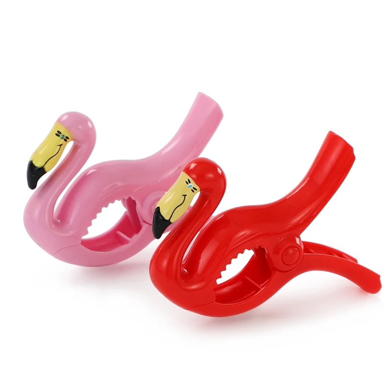 Hot Sale 2 Pcs Multifunction Flamingos Shape Plastic Abs Lounger Beach Towel Clips