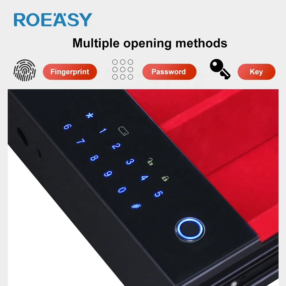 ROEASY electronic luxury interior safes jewelry wardrobe drawer safe cash money box fingerprint password hidden safe for hotel