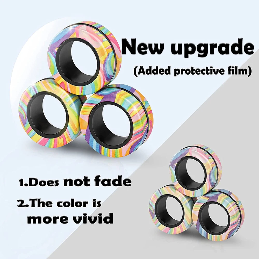 Stress Relief Magnetic Rings Camouflage Glow In Dark Spinner Fidget Rings Toys for Adult Kids