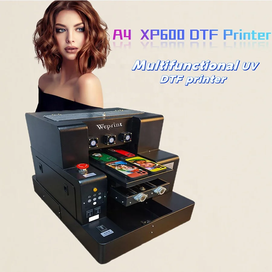 A4 XP600 Inkjet Printers UV Printer For Phone Case Pen Plastic Wood Glass box Varnish XP600 uv flatbed printer for Sticker