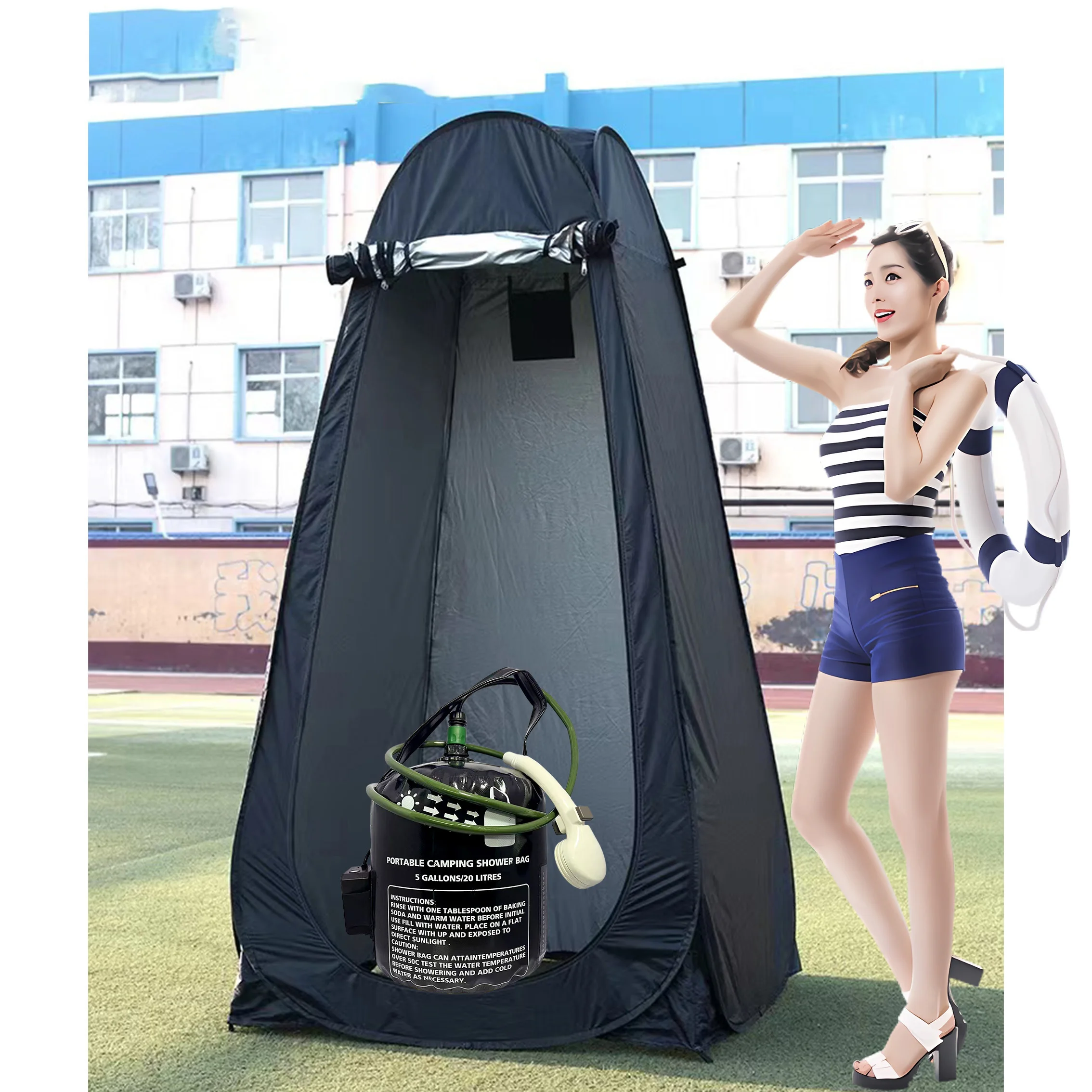 Portable Solar outdoor Camping 20L shower bag shower pump Beach  Portable electric camping  privacy camping shower tent car wash