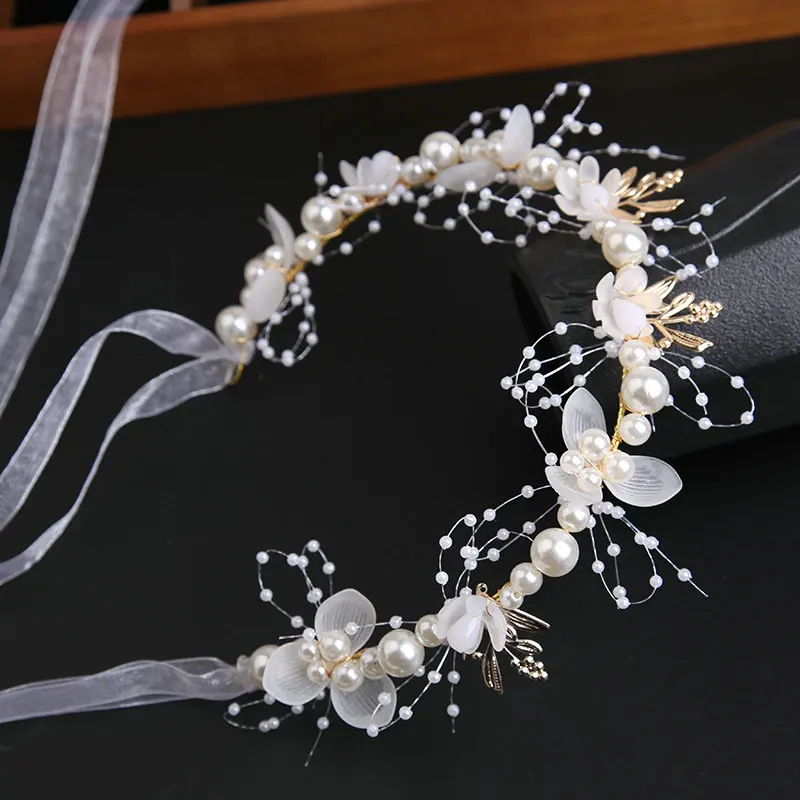 QS handmade wholesale Good quality tiaras beading flowers bridal crown for wedding flower hair accessories girls   hairbands