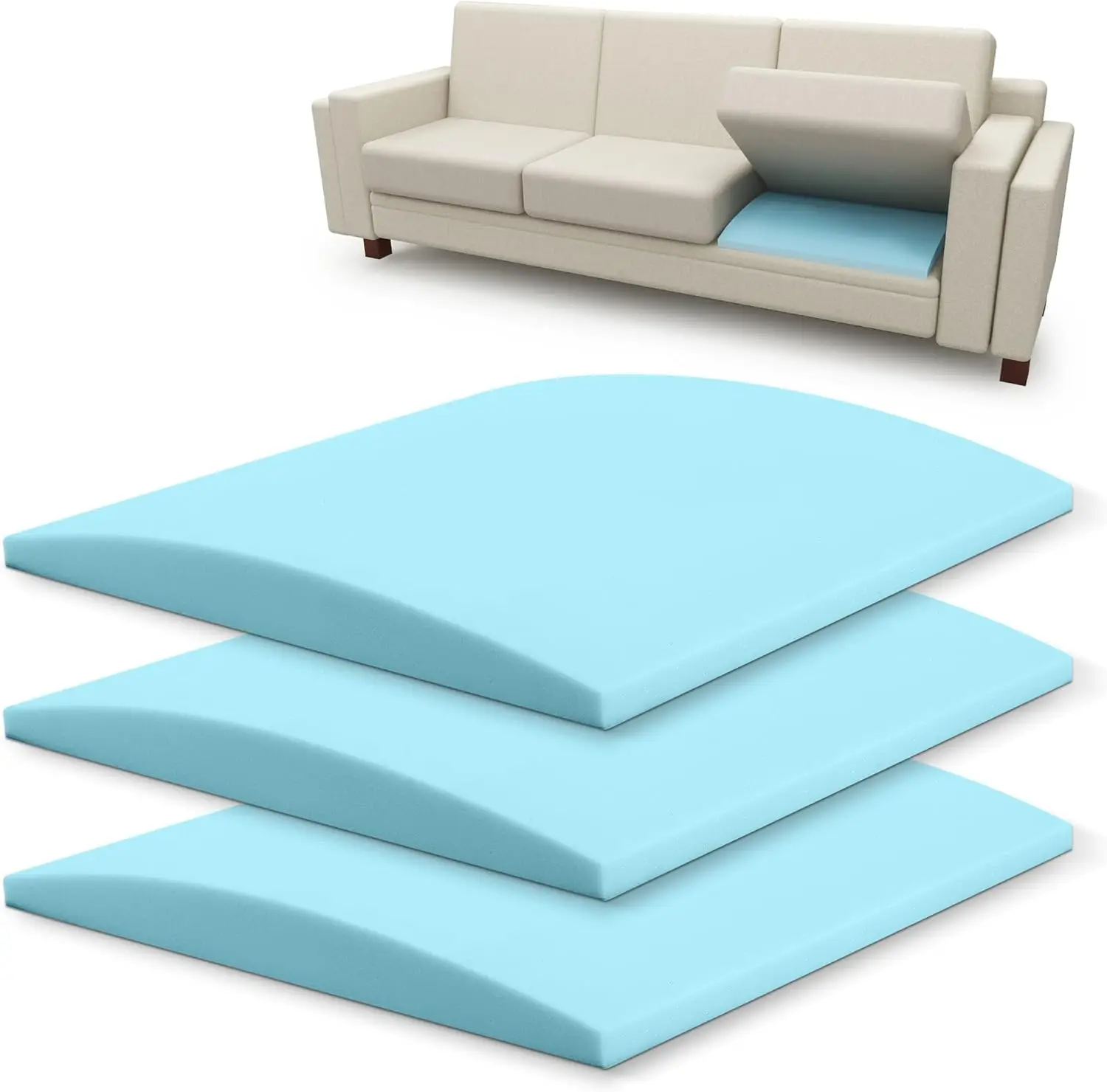 Seat Under Cushion Sag Repair Set of 3 Reversible High-Density Foam Couch Sofa Cushion Support for Sagging seat