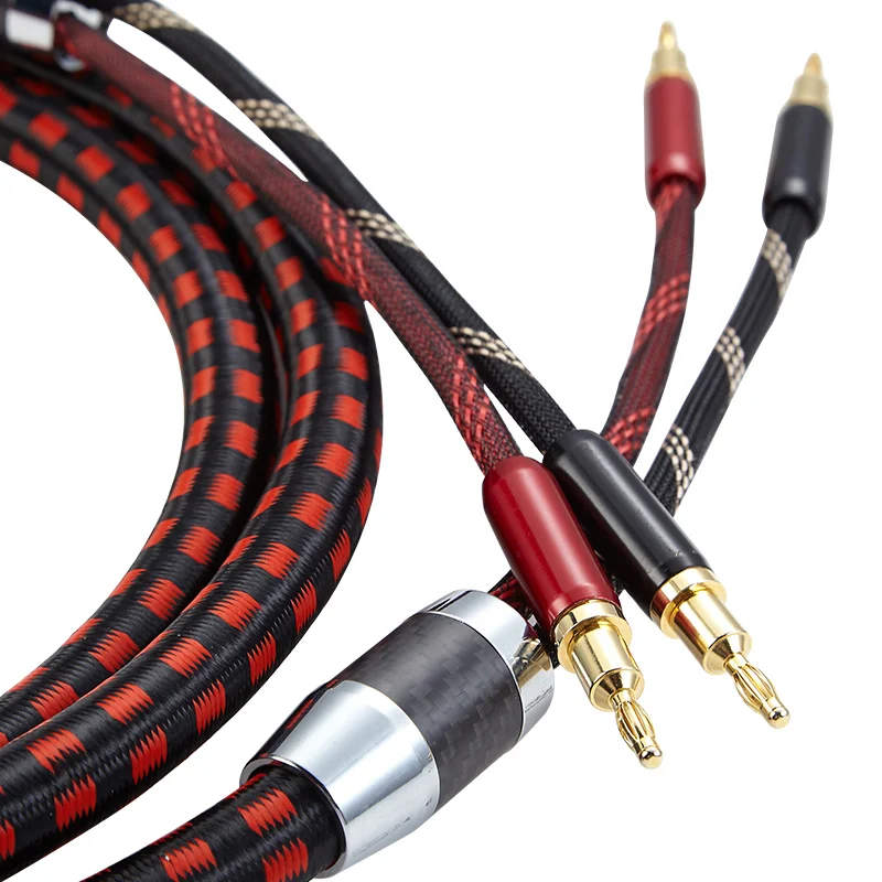 High end OFC 24k gold plated banana connector cable HiFi bare copper speaker wire cable