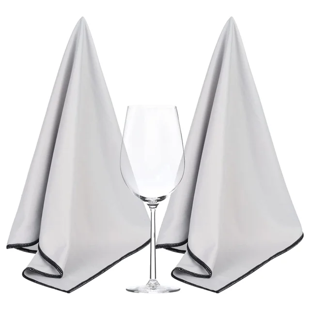 Wholesale High quality  white Double-faced velvet polishing cleaning cloth microfiber wine glass wiping Towel